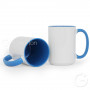 White mug with light blue interior and handle 450 ml MEGALO