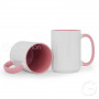 White mug with pink interior and handle 450 ml MEGALO
