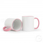 White mug with pink rim and handle ETI