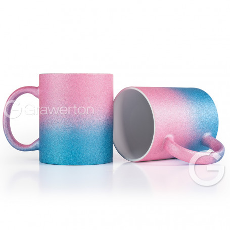 Sublimation glitter mug blue-pink OMBRE