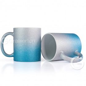 Sublimation glitter mug blue-silver OMBRE