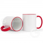 White mug with red rim and handle ETI