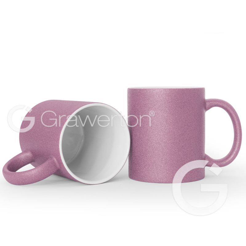 Metallic Pink Ceramic Sublimation Coffee Mug | Same Day Shipping