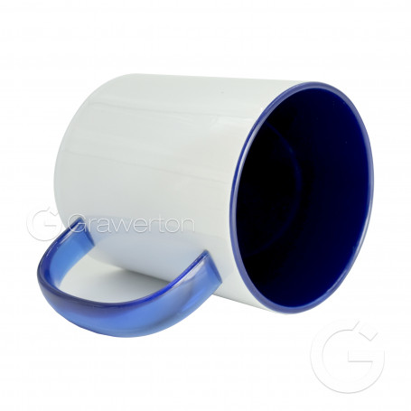 Sublimation mug with interior and glass handle CRISTAL navy blue