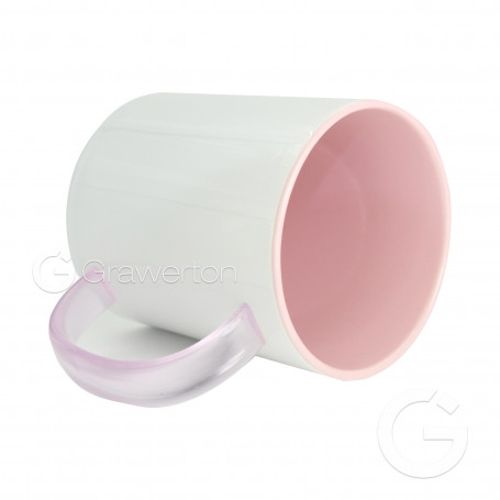 Sublimation mug with interior and glass handle CRISTAL pink