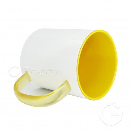 Sublimation mug with interior and glass handle CRISTAL yellow