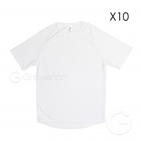 T-shirt for sublimation SPORTY white unisex size S - 10 pc/pack