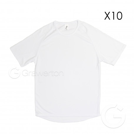 T-shirt for sublimation SPORTY white unisex size L - 10 pc/pack