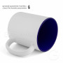 Sublimation mug with navy blue interior.