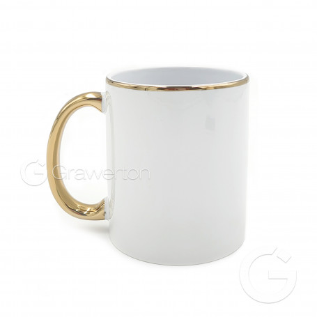 White mug with gold ear and rim IZAR