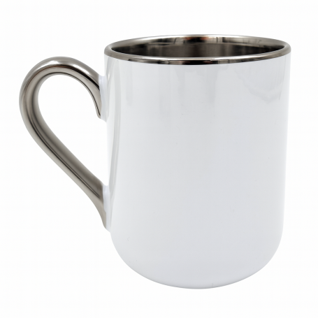 White sublimation mug with silver rim and handle ELIT