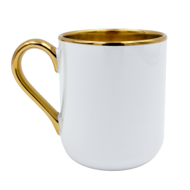 White sublimation mug with gold rim and handle ELIT