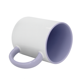 Sublimation mug with violet interior and handle