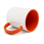 Sublimation mug with orange interior and handle