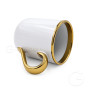White sublimation mug with gold rim and handle ELIT
