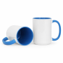 White mug with light blue interior and handle 450 ml MEGALO