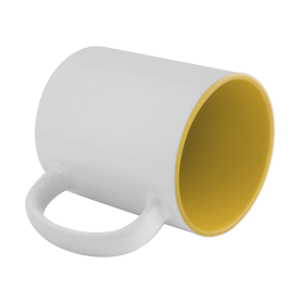 Sublimation mug with yellow interior.