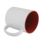 Sublimation mug with red interior.