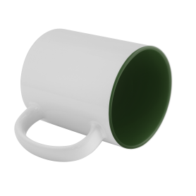 Sublimation mug with green interior.