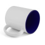 Sublimation mug with navy blue interior.