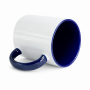 Sublimation mug with navy blue interior and handle