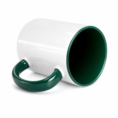 Sublimation mug with green interior and handle