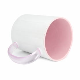 Sublimation mug with interior and glass handle CRISTAL pink