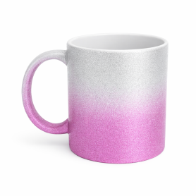 Sublimation glitter mug pink-silver OMBRE
