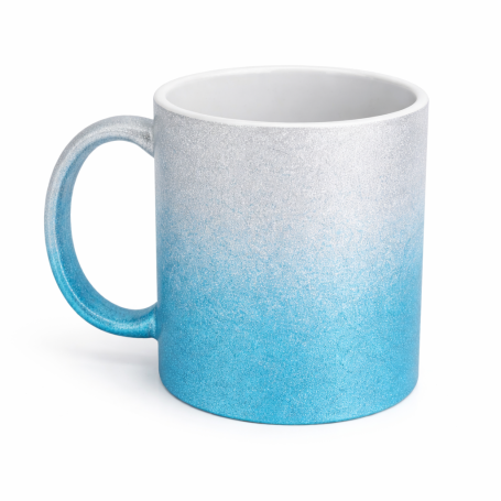 Sublimation glitter mug blue-silver OMBRE