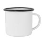 White enamelled mug with black rim GARDA