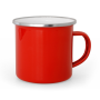 Red enamelled mug with silver rim
