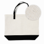 Shopping canvas bag with black elements VANILLA SPLIT