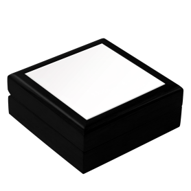 Black wooden box with ceramic tile for printing