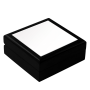 Black wooden box with ceramic tile for printing