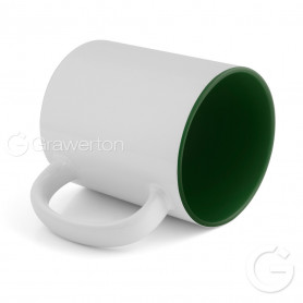 Sublimation mug with green interior.