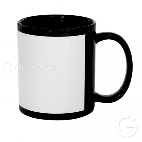 Black mug with white printing area