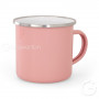 Pink enamelled mug with silver rim