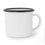 White enamelled mug with black rim