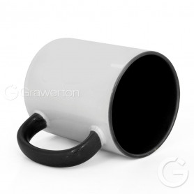 White mug with black interior and handle