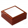 Brown wooden box with ceramic tile