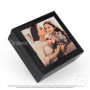Black wooden box with ceramic tile for printing