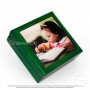 Green wooden box with ceramic tile