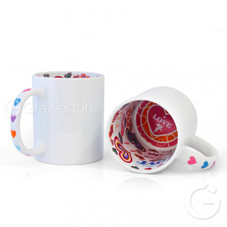 White mug with LOVE pattern interior