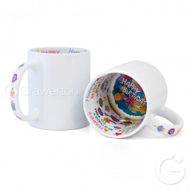 White sublimation mug with HAPPY BIRTHDAY interior